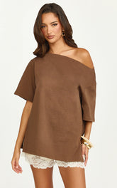 Ruby Top - shirt in Chocolate
