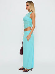 Aristocrat One Shoulder Mesh Set Blue
