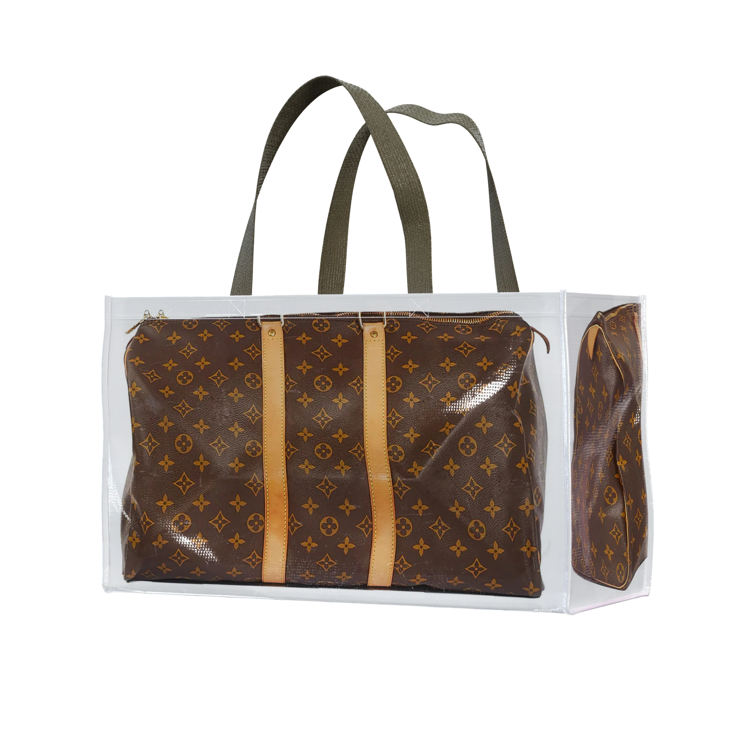 Tita Elvie Duffle Grocery Bag, Brown Canvas, Large