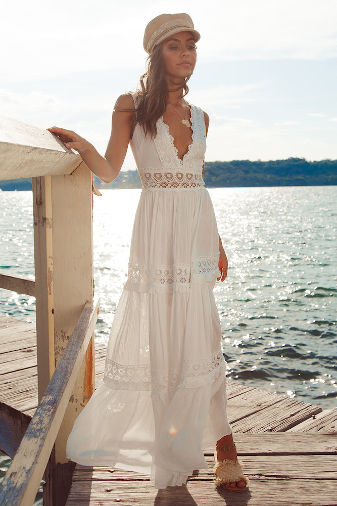 Playing Games Maxi Dress White