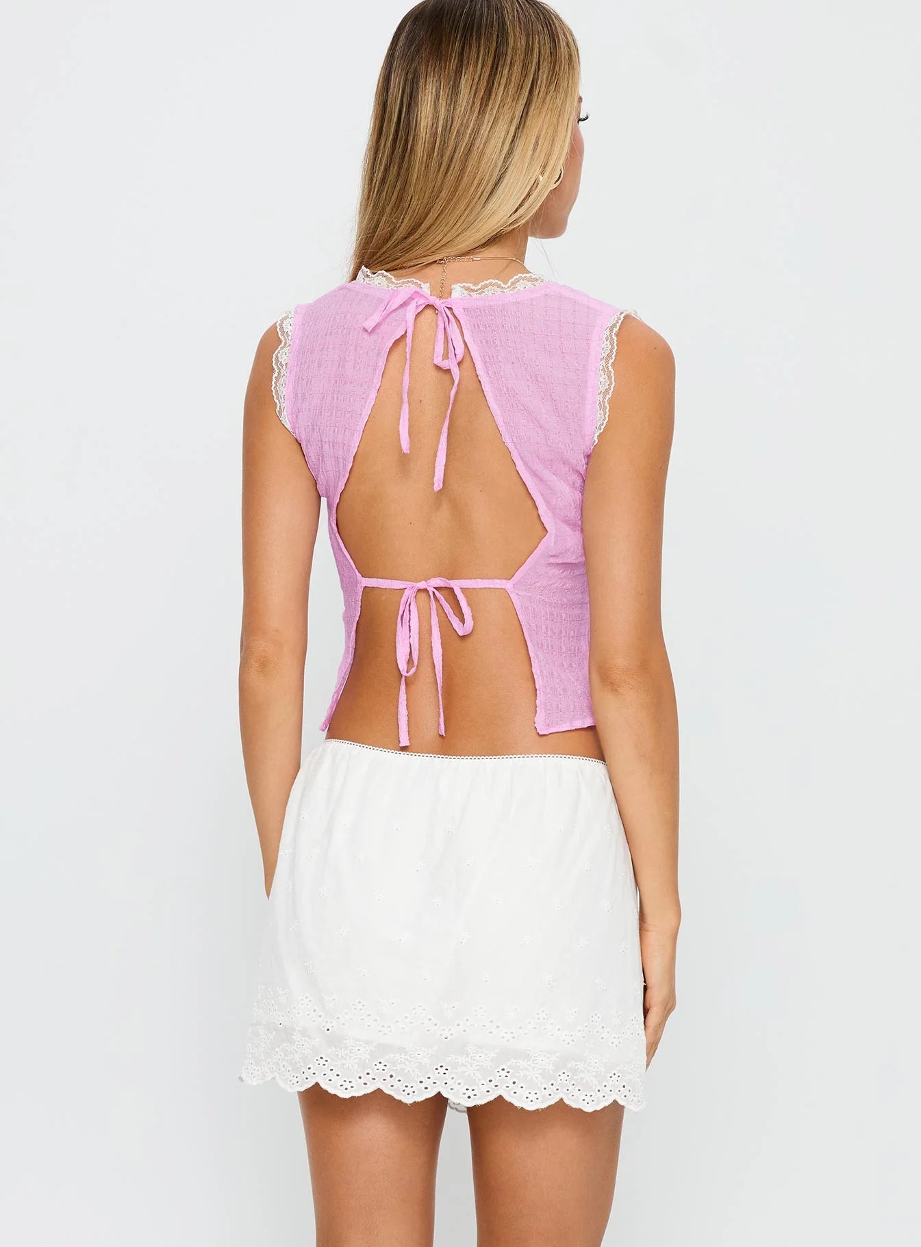 Wish Upon Broderie Mini Skirt White