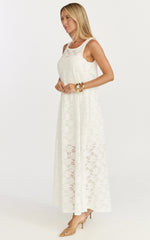 Bella Maxi Dress - Lace Shift Dress in Off White